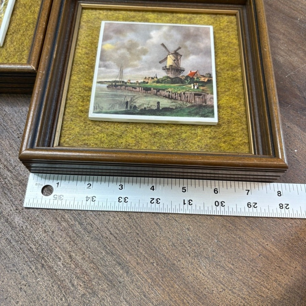 Vintage Framed Dutch Delft Tiles Wall Art Home Decor Landscape Country Cottage - Picture 11 of 12